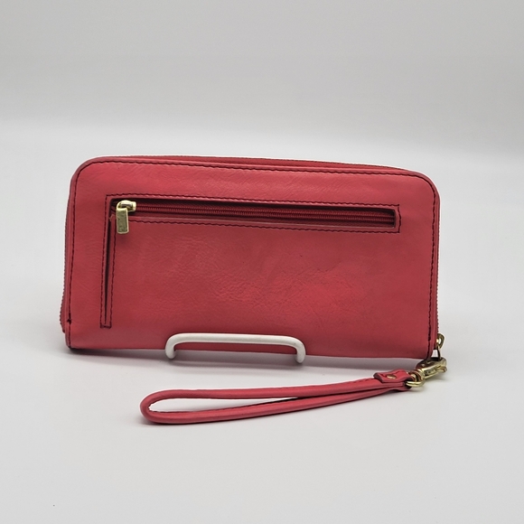 FOSSIL Sydney Leather Zip Clutch Wallet Wristlet Organizer - Picture 2 of 8